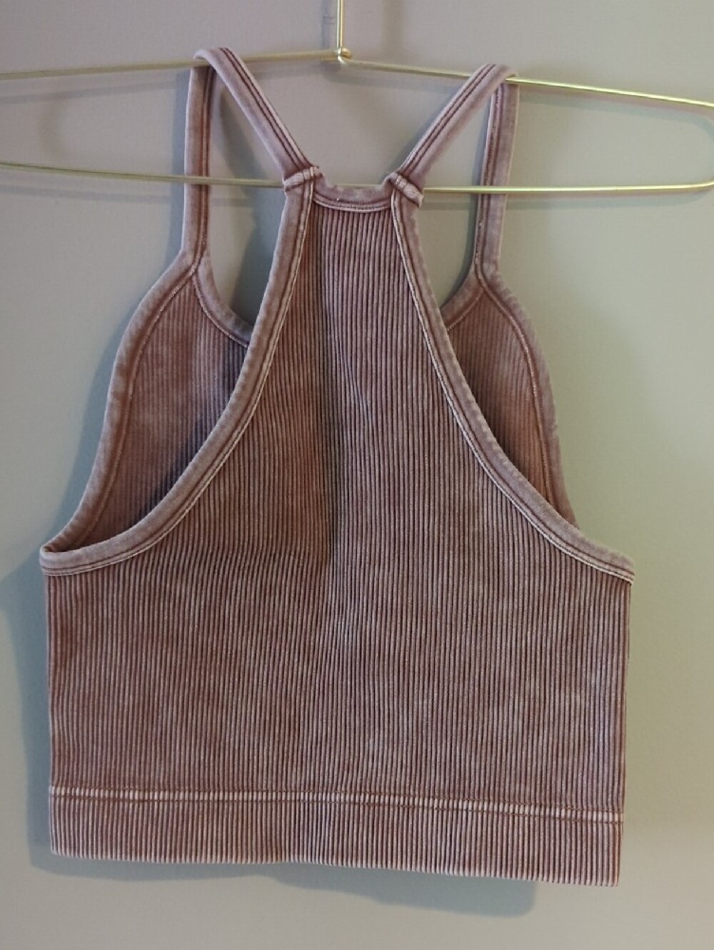 NWOT- Zenana Outfitters Washed Sand Color Ribbed Racerback Tank Top - Picture 2 of 5